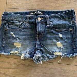 Express Denim Shortie Low Rise Shorts - Size 8